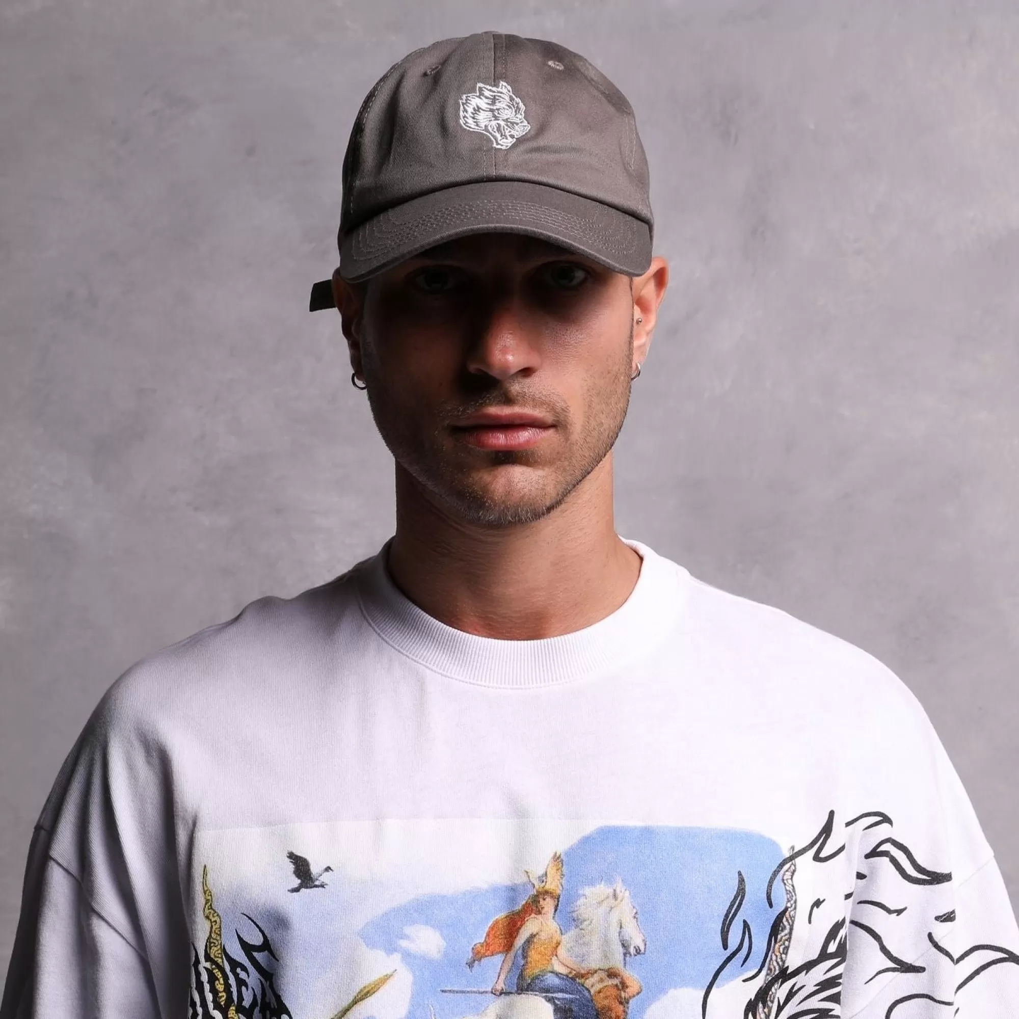 Cheap Wolf Head Dad Hat In Wolf Gray Headwear