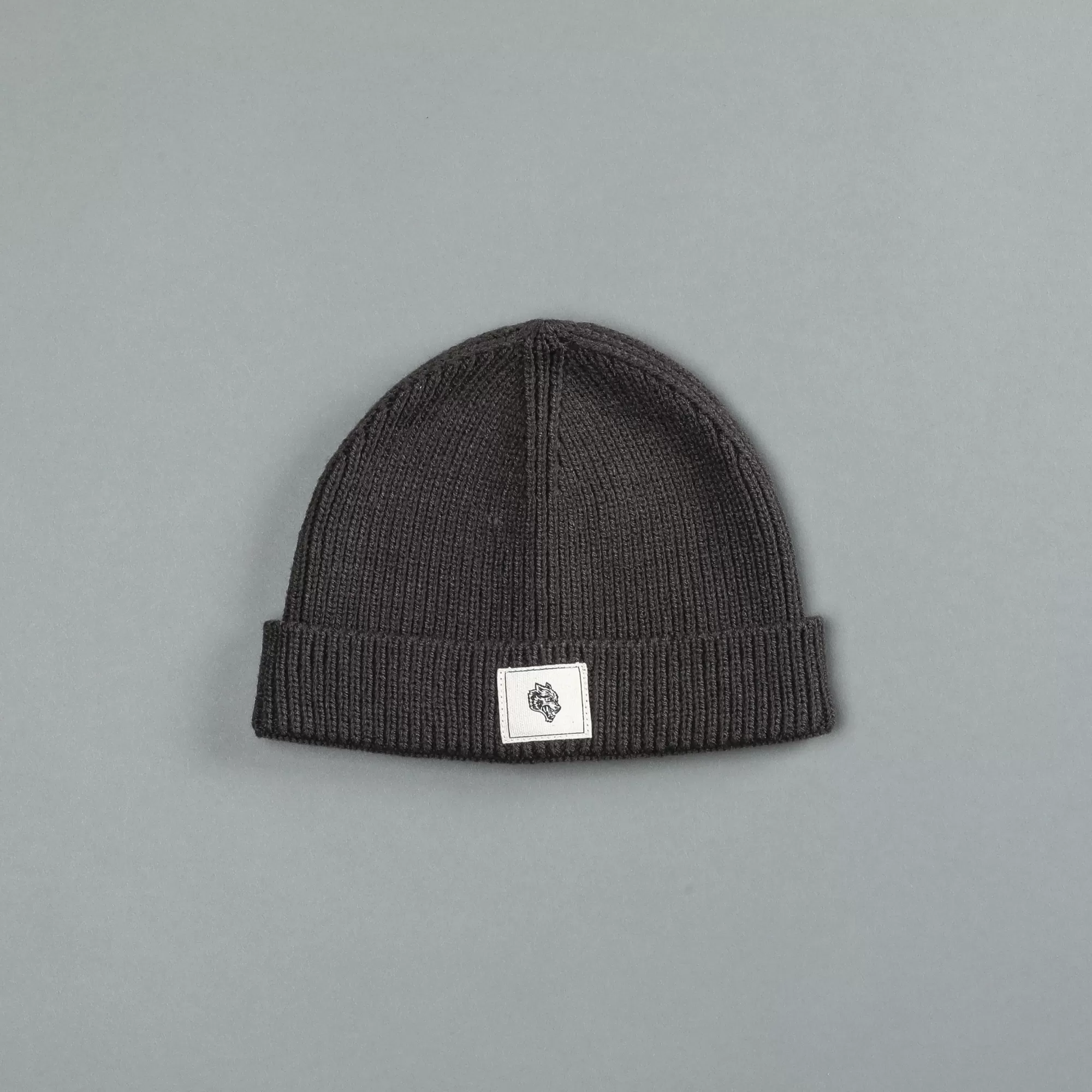 Cheap Wolf Patch Beanie In Wolf Gray Headwear