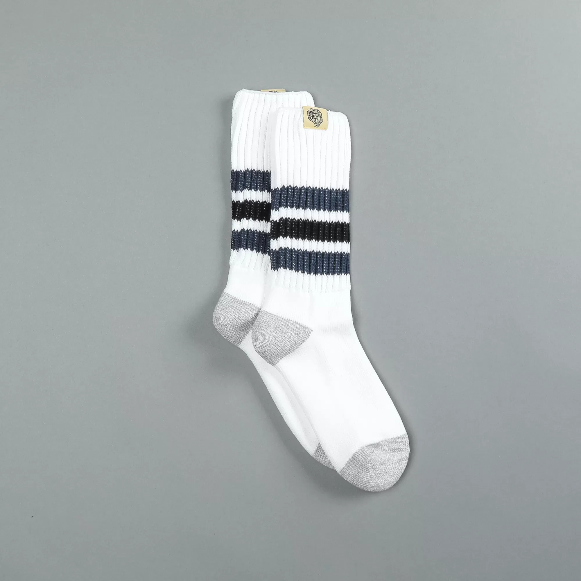 Outlet Wolf Patch Boot Socks In Cream/Midnight Blue Socks