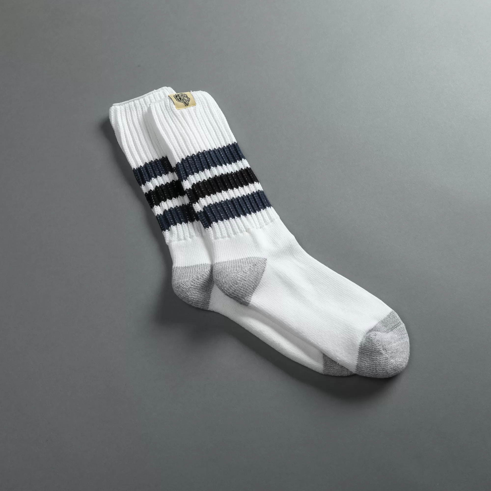 Outlet Wolf Patch Boot Socks In Cream/Midnight Blue Socks