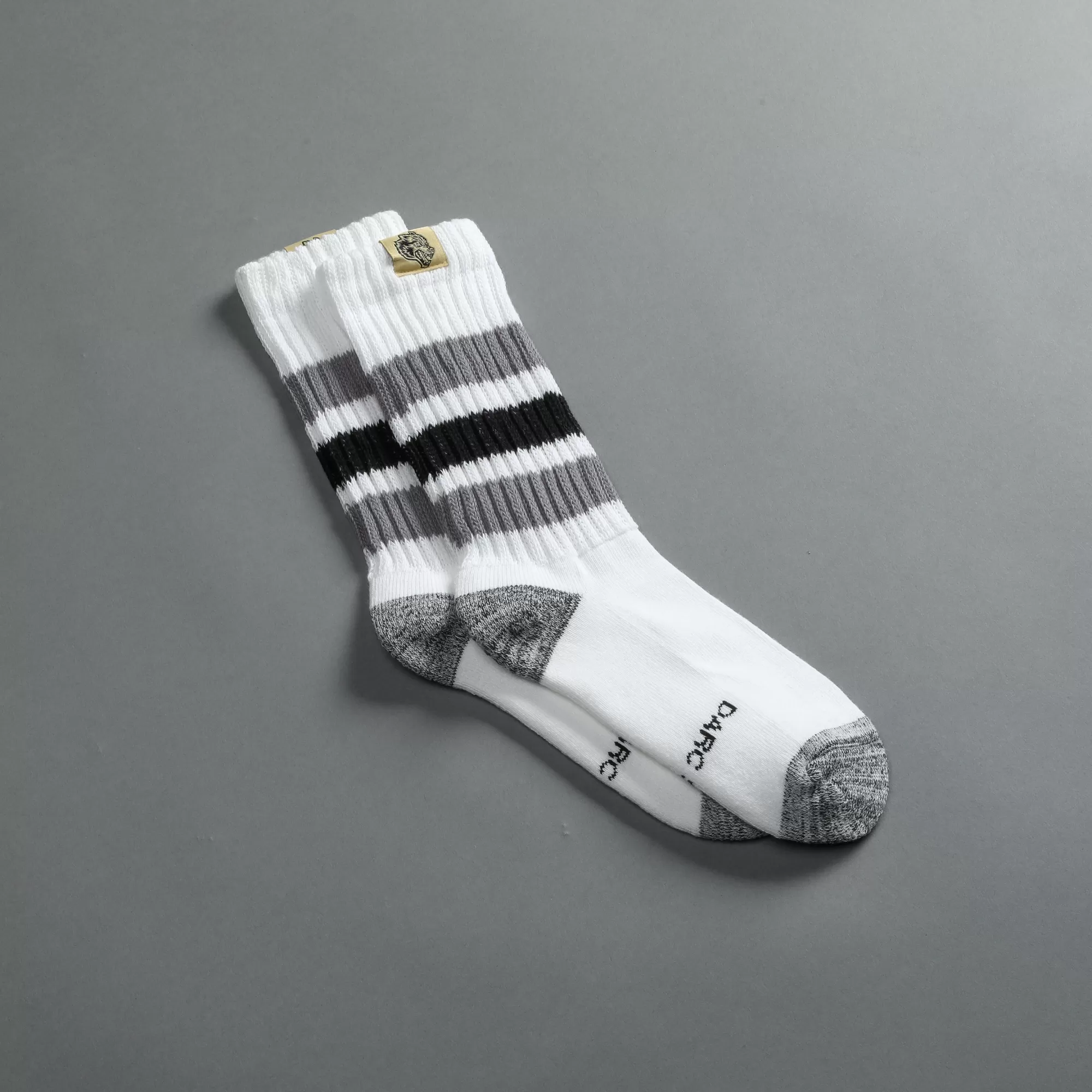 Best Wolf Patch Gym Class Socks In Cream/Norse Purple/Black Socks