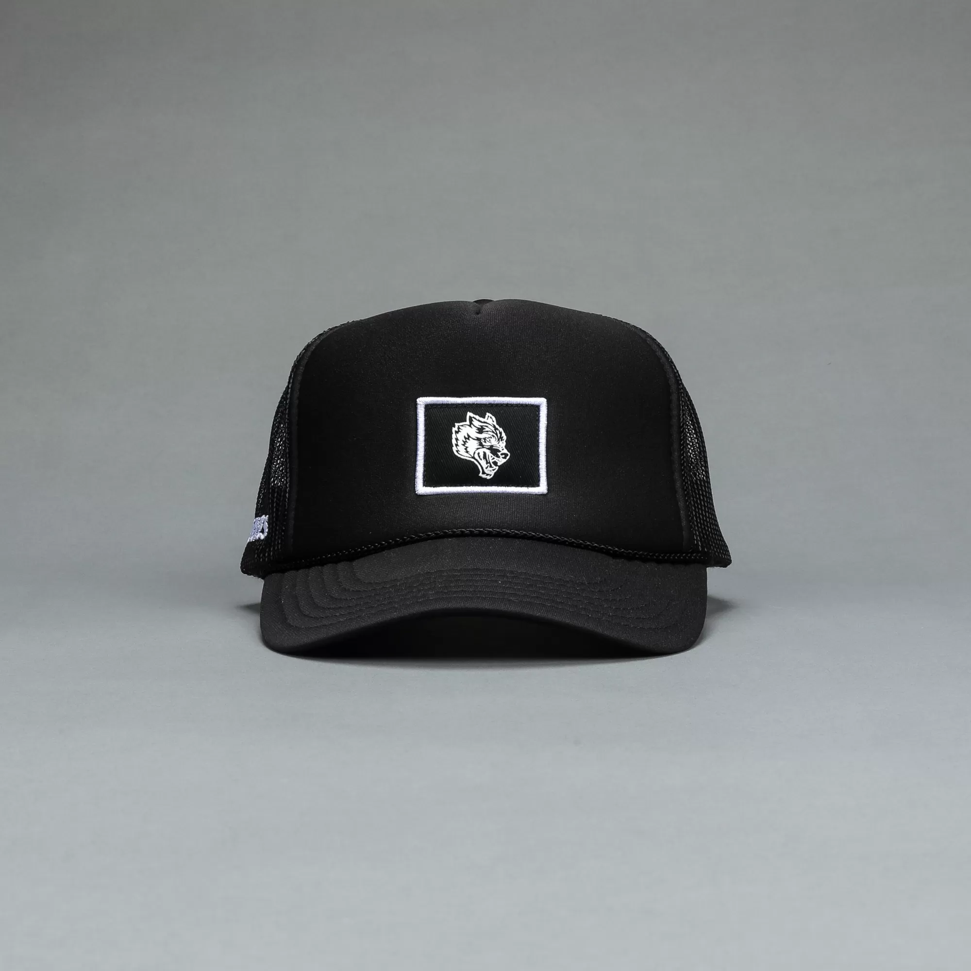 Sale Wolf Patch Trucker Hat In Black Headwear