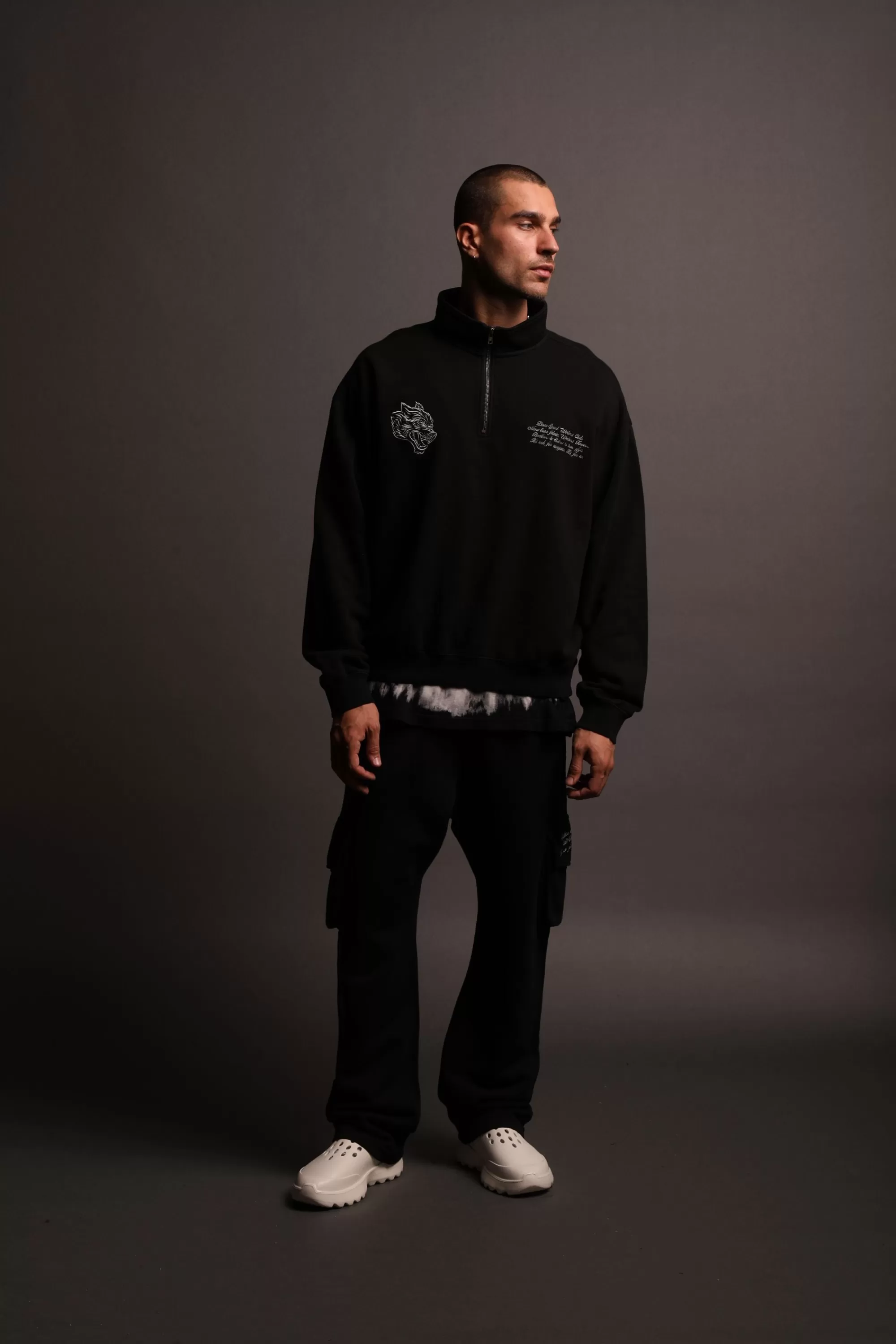 Cheap Word Is Bond Duke 1/4 Zip Mockneck In Black Men Crewnecks