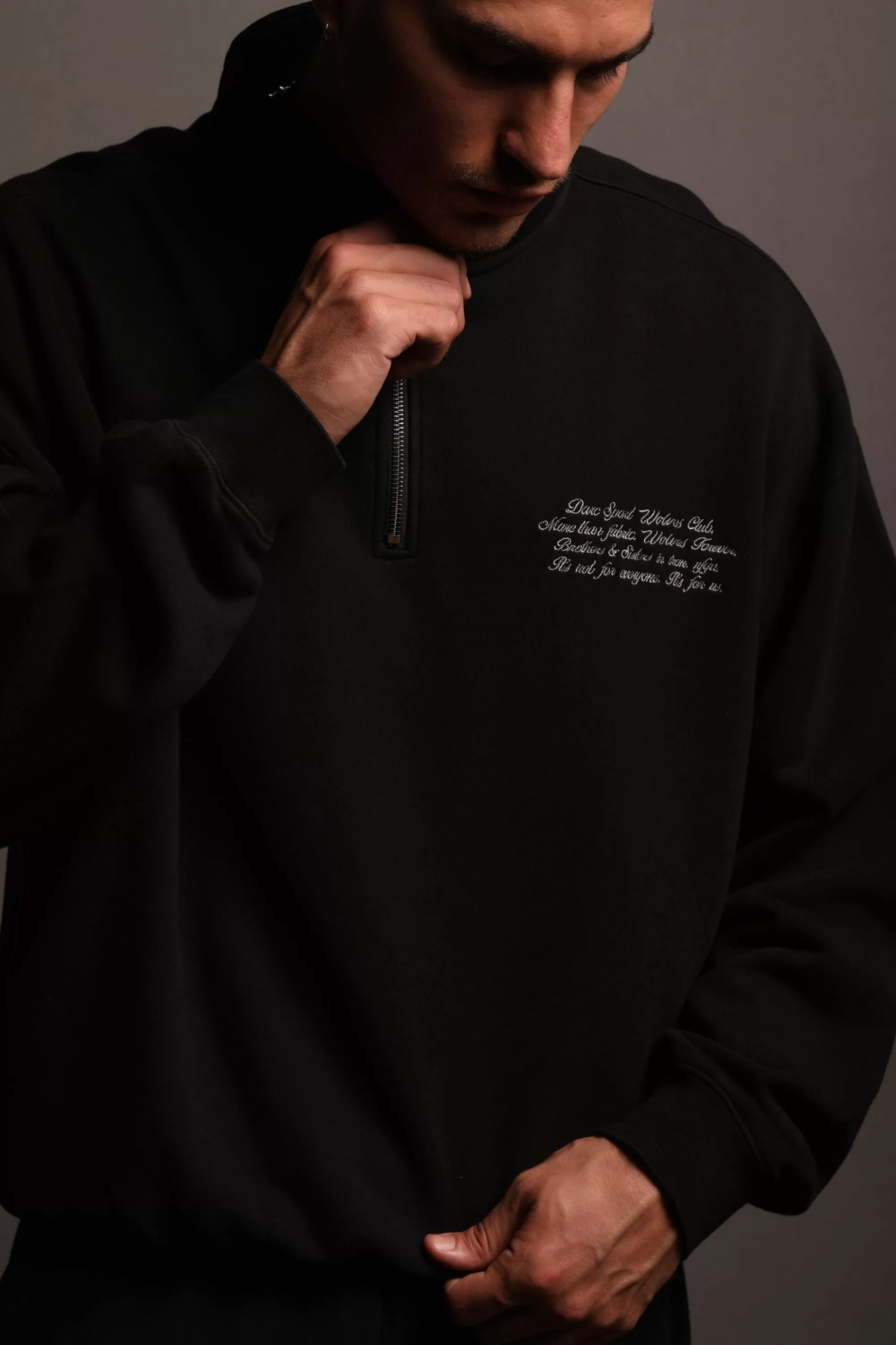 Cheap Word Is Bond Duke 1/4 Zip Mockneck In Black Men Crewnecks