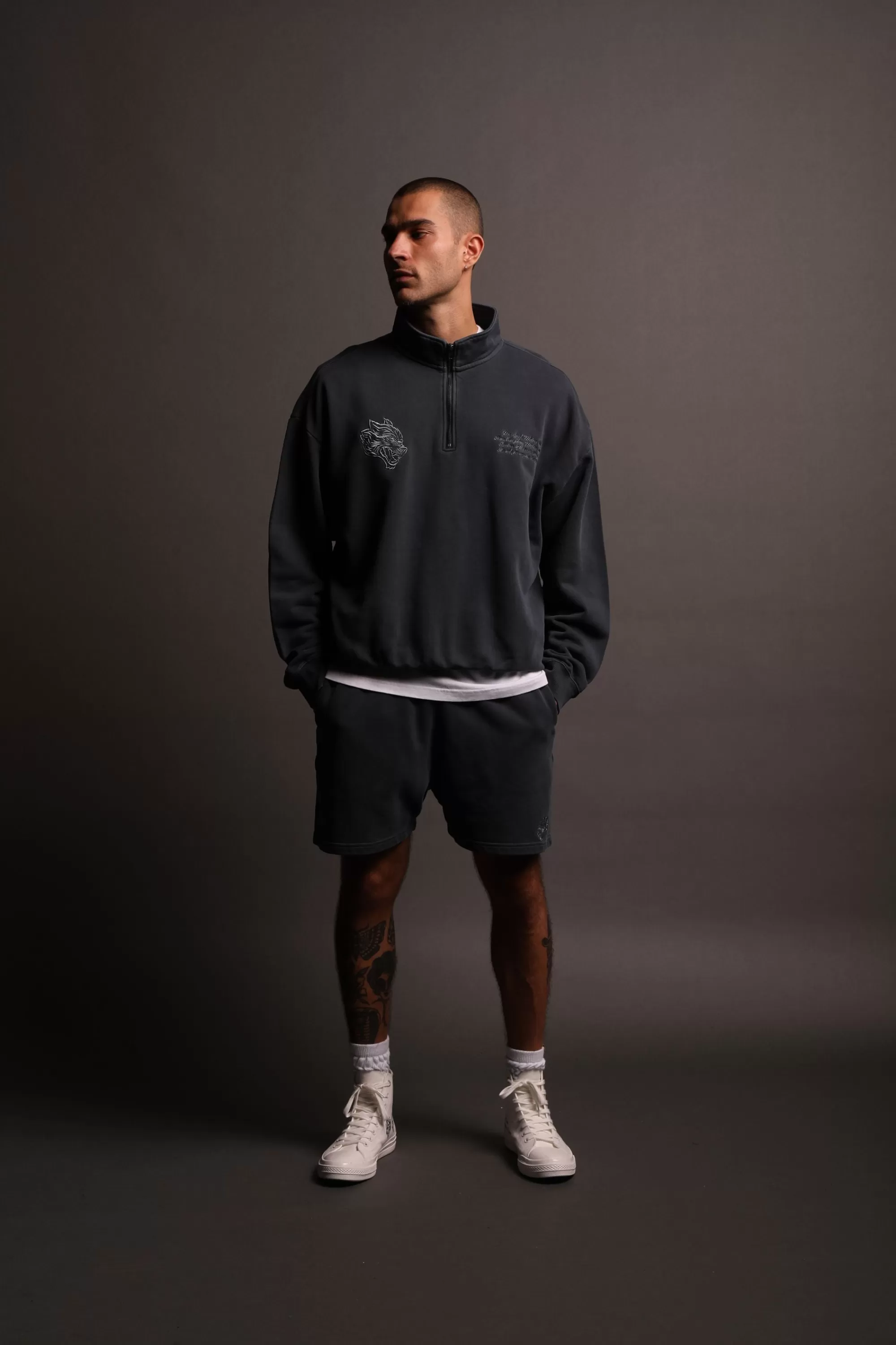 Sale Word Is Bond Duke 1/4 Zip Mockneck In Midnight Blue Men Crewnecks