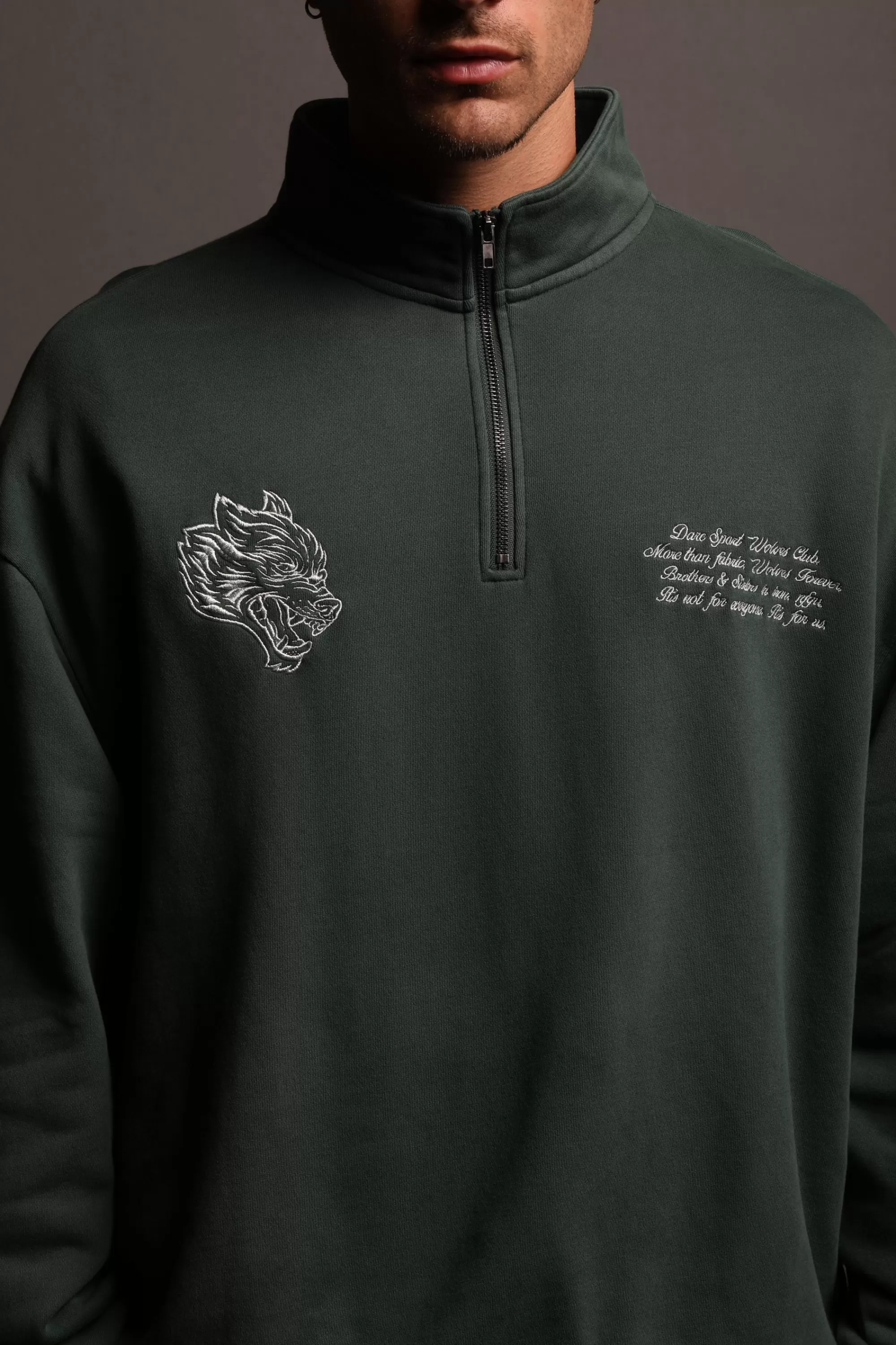 Cheap Word Is Bond Duke 1/4 Zip Mockneck In Norse Green Men Crewnecks